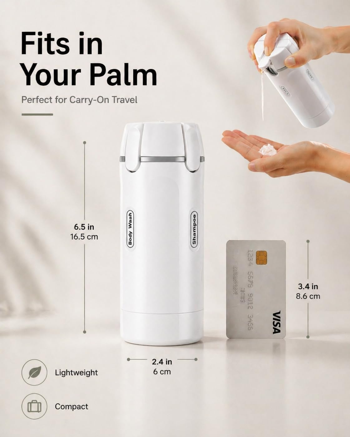 Travel Dispenser Bottle - 4 in 1 TSA Approved Leak Proof Toiletry Containers | Refillable for Shampoo, Conditioner, Lotion & Skincare
