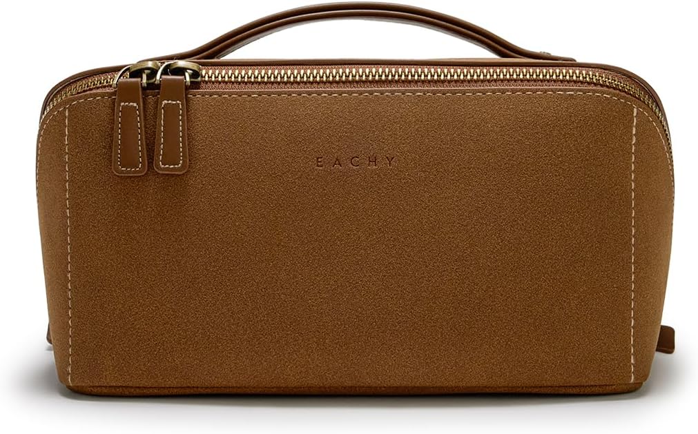Travel Makeup Bag - Large Capacity Waterproof PU Leather Cosmetic Organizer for Skincare & Brushes | Portable Toiletry Bag