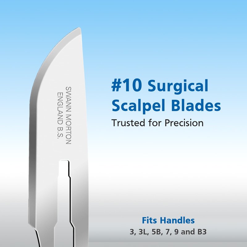 Swann Morton Surgical Scalpel Blade #10 - Sterile Dermaplane Blade for Face, Dermaplaning for Women & Men, Stainless Steel, Beauty Tools for Estheticians - Individually Wrapped, Box of 100