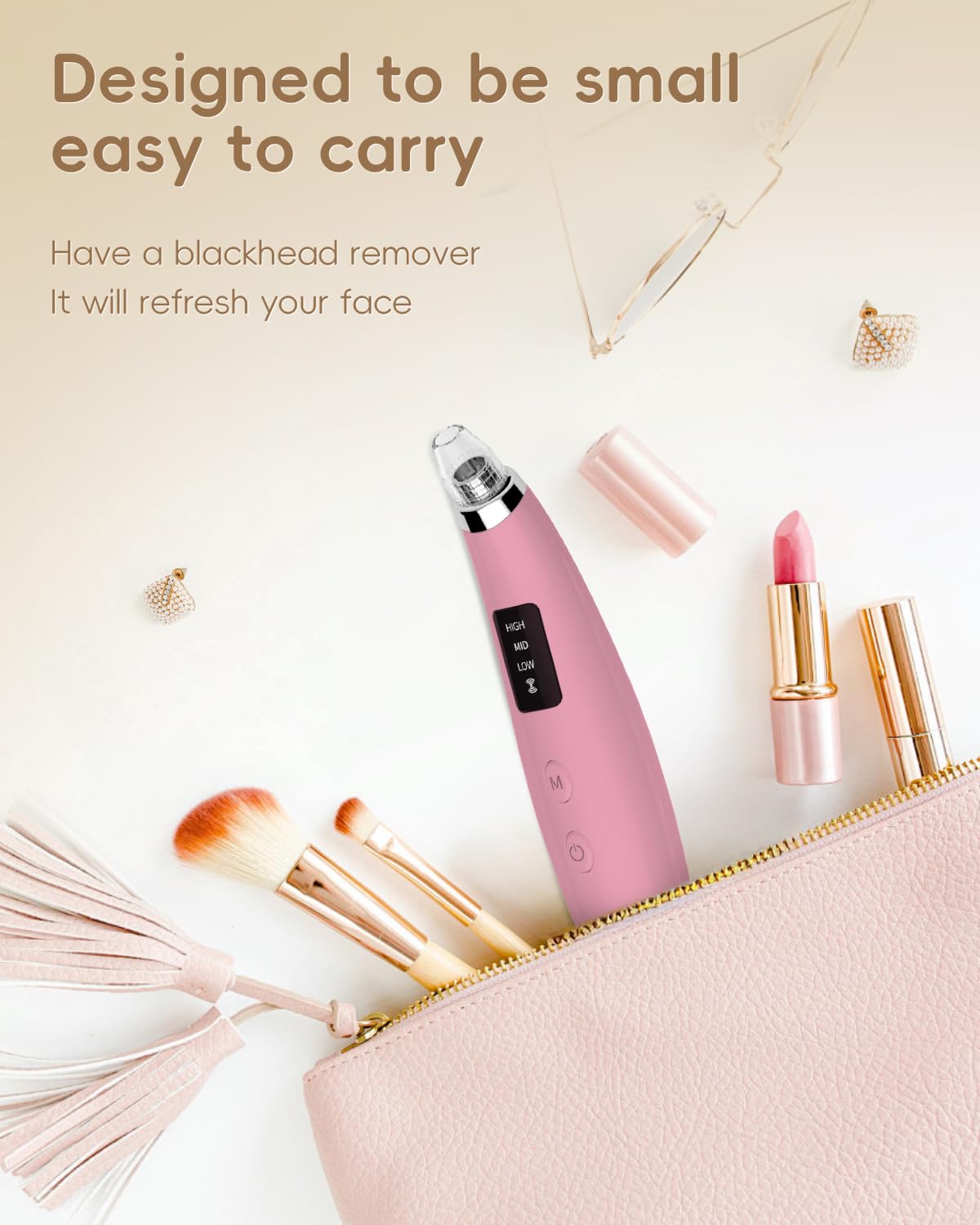 Pore Vacuum Blackhead Remover - Pore Extractor with 5 Attachments & 3 Suction Levels - Blackhead Remover Tools for Women and Men (Pink)