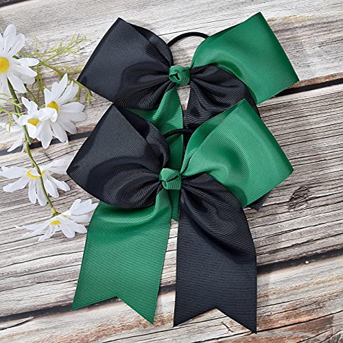 DEEKA 12PCS Large Cheer Hair Bows for Teen Girls - Forest Green/Black