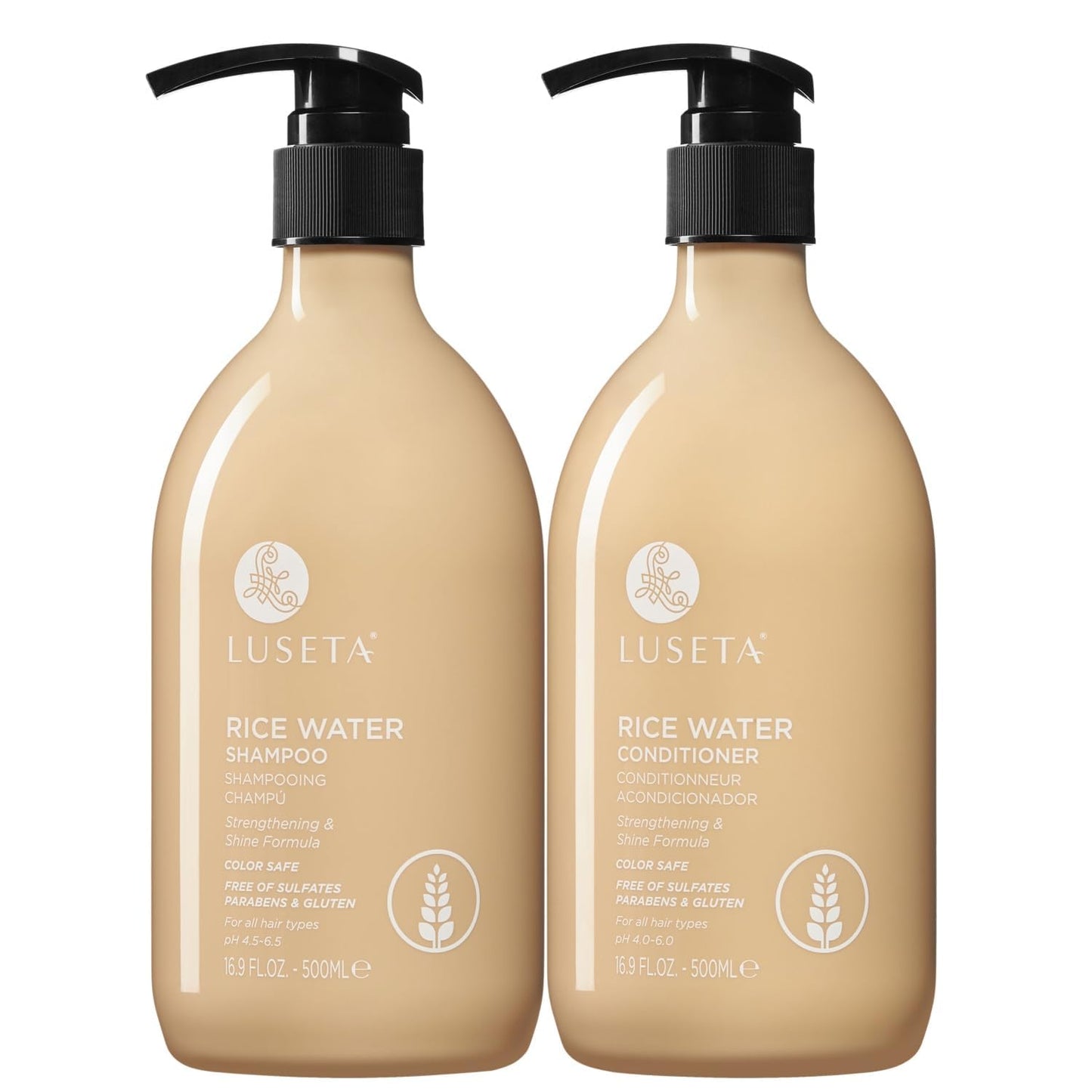 Luseta Deep Hydrating Hyaluronic Acid Shampoo & Conditioner Set - Sulfate-Free Moisturizing Hair Care with Shea Butter & Avocado Oil | 2 x 16.9oz