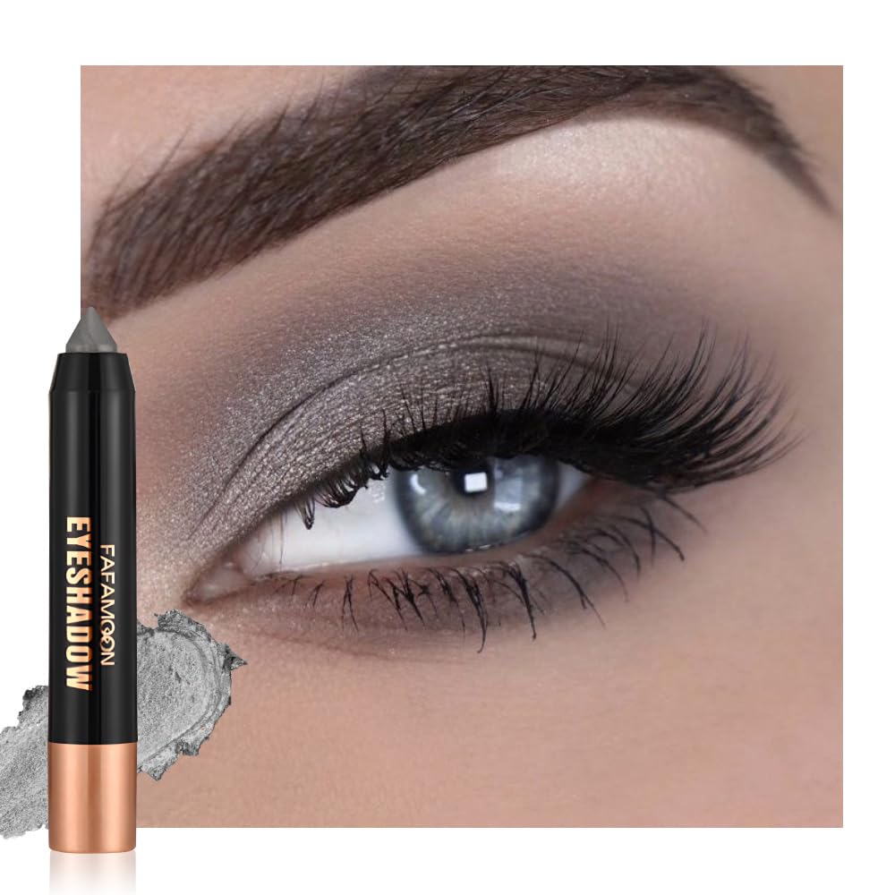 Monochrome Cream Glitter Eye Shadow Stick Palette - 2-in-1 Waterproof Eyeshadow & Eyeliner Pencil for Mature Women | Vegan & Cruelty-Free | 06 Shimmer Dark Brown
