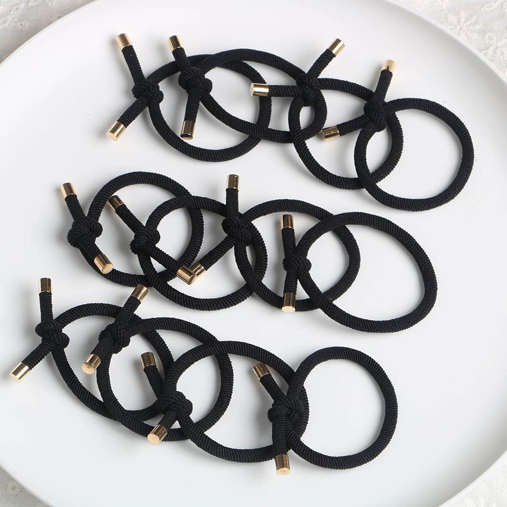 Elastic Hair Ties - Stretchy Rubber Bands for Women | Pack of 12 Black Ponytail Holders
