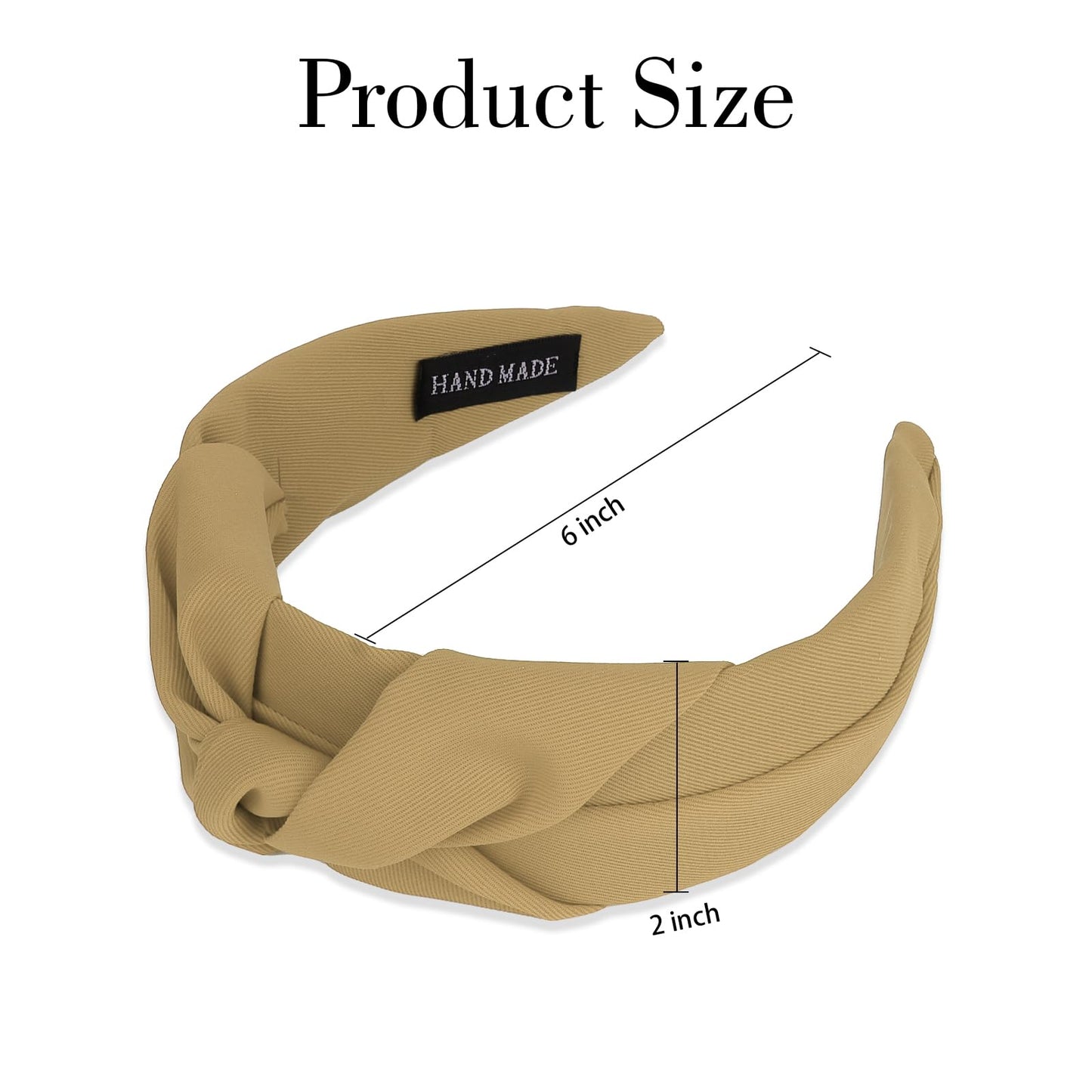 Amariver Khaki Headband Knotted Wide Headband for Women Top Knot Hair Band Non-slip Head Band Soft Fashion Hair Accessories for Women Girls
