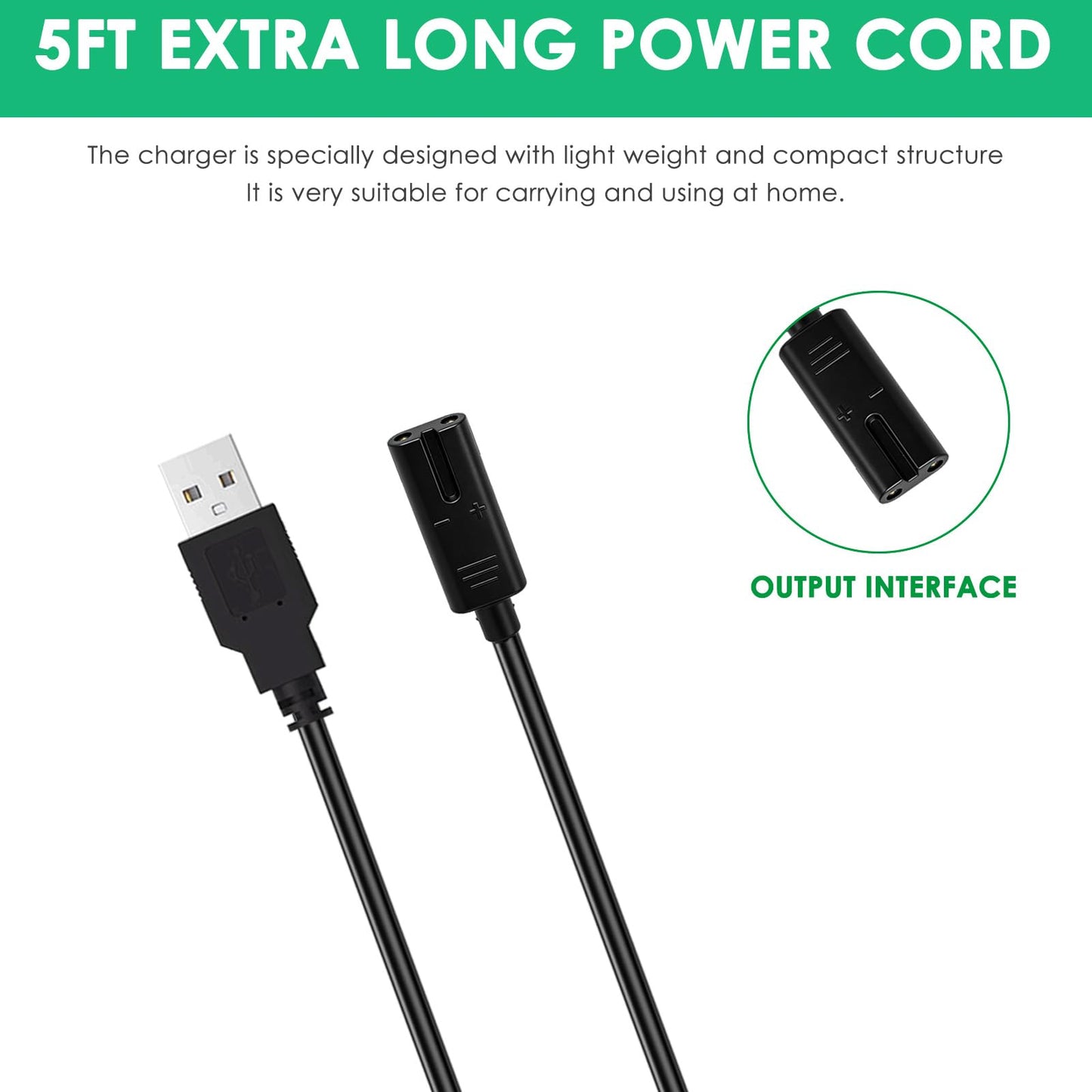 Replacement USB Cable for Freebird FlexSeries Pro Shaver kit Compatible with Freebird FlexSeries Pro Cordless Head Shaver Power Cord