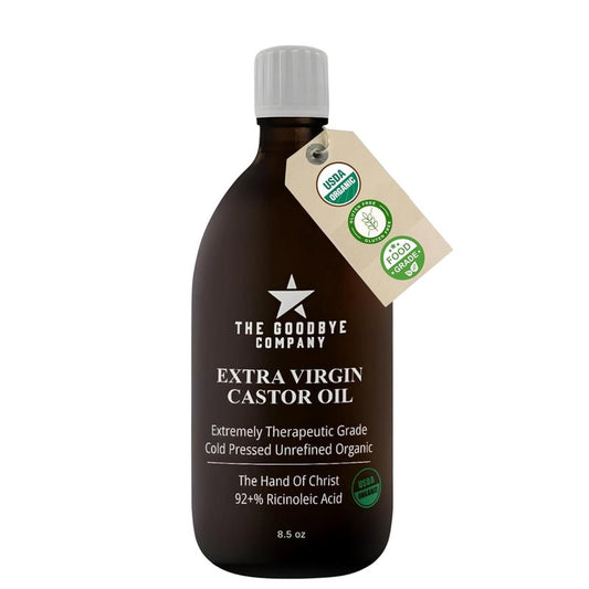 USDA Organic Cold-Pressed Castor Oil - Extra Virgin, Hexane-Free, 8.5 oz Glass Bottle | Pure for Hair, Skin, Lashes & Brows