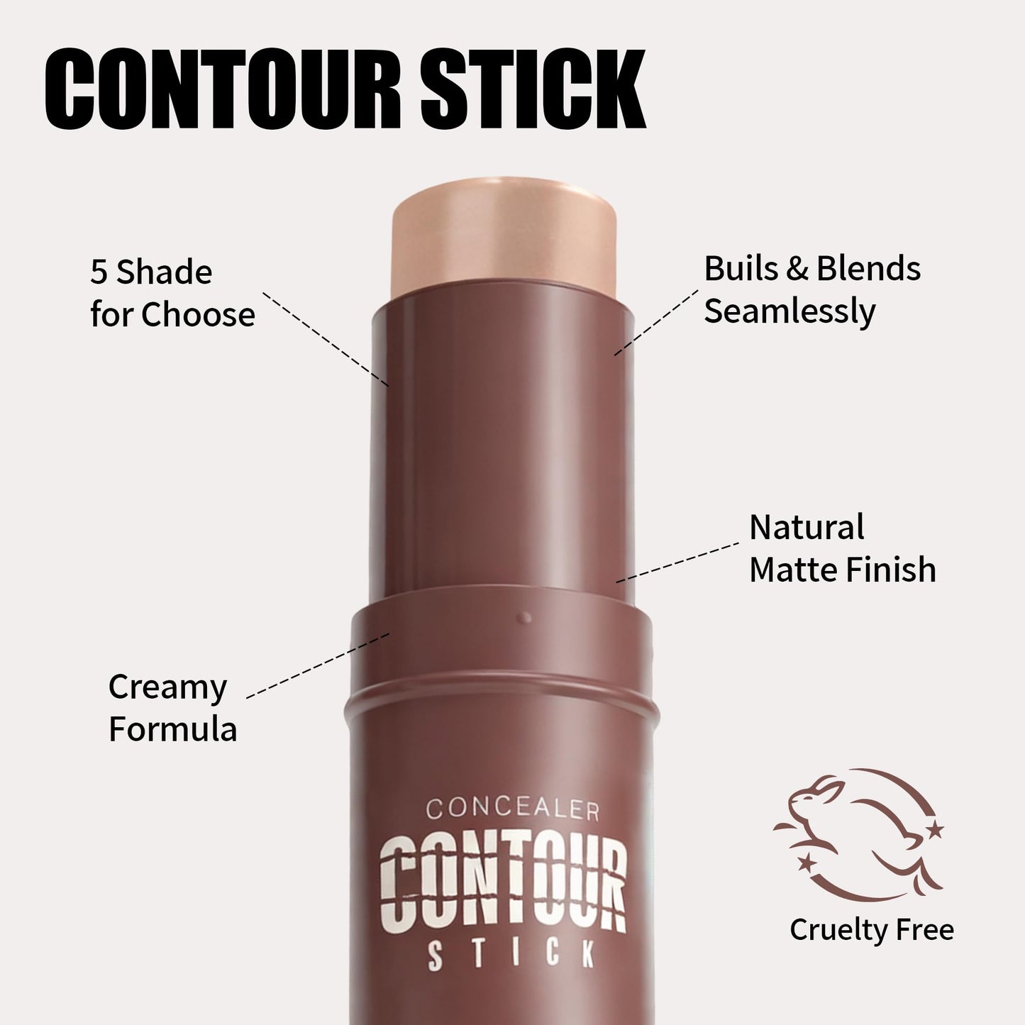 Cream Contour Stick, Cool Toned Contour & Sculpt Stick for Natural Sculpted Face Makeup, Creamy Texture & Non Cakey, Long Lasting Cream Bronzer Stick, Buildable & Highly Pigmented (09 Amber)