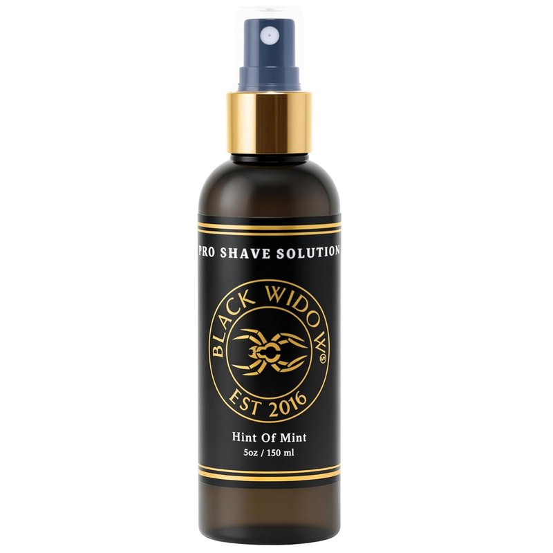 Black Widow Pro Shave Solution - No-Mess Shaving Spray Lotion for Men & Women | Hydrating, Mint-Infused Formula to Reduce Razor Burn