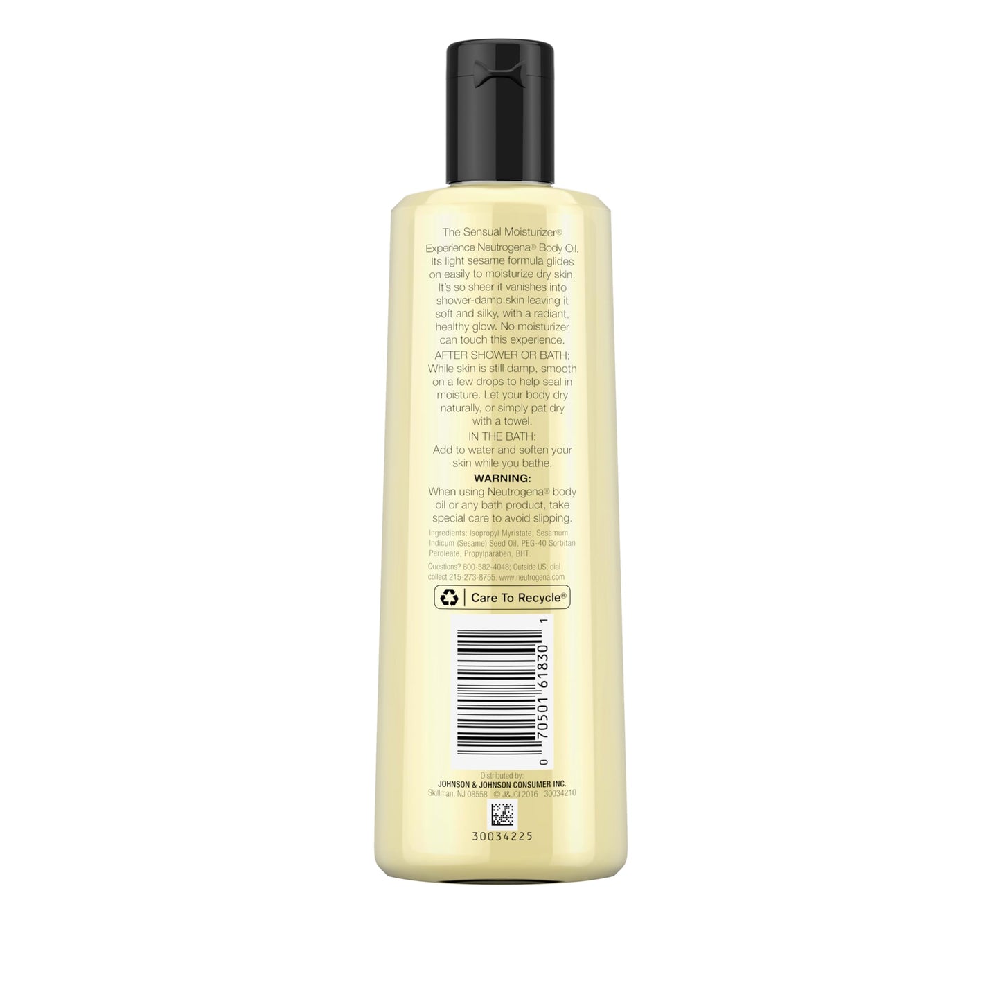 Neutrogena Body Oil, Light Sesame Formula, Fragrance Free, Lightweight Moisturizing Body Oil for Silky, Soft Skin, Non-Greasy Hydration, 8.5 fl oz Bottle, 1 Count