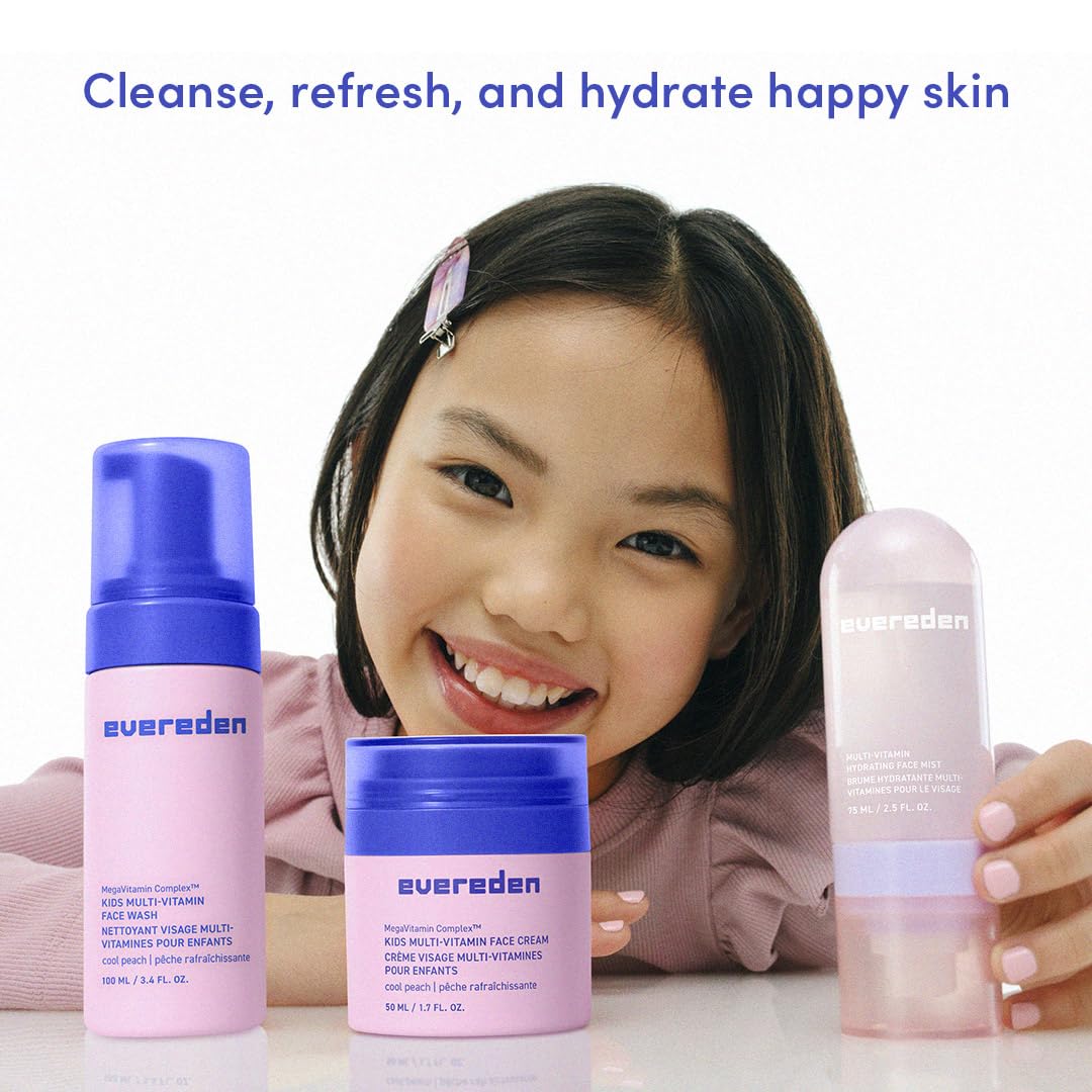 Kids Multi-Vitamin Hydrating Face Mist & Cream Set | Vegan Skin Care for Ages 6+ - Moisturizing & Refreshing