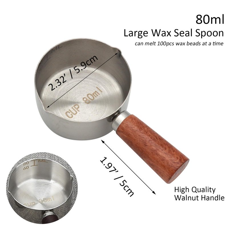 Andotopee Electric Wax Seal Warmer and Spoon Kit with 80ml Spoon, Non-Stick Sealing Wax Spoon, Tinfoil for Fast Melting Beads and Sticks - Sealing Melting Furnace Set for Stamp Seals Craft, White