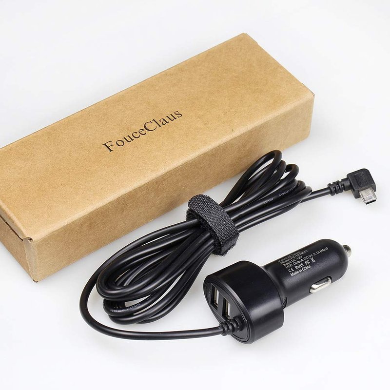 FOUCECLAUS Charger Cable for Garmin GPS, Mini USB Shielding Car Charger Power Cord for Garmin Nuvi Navigator (Car Charger)