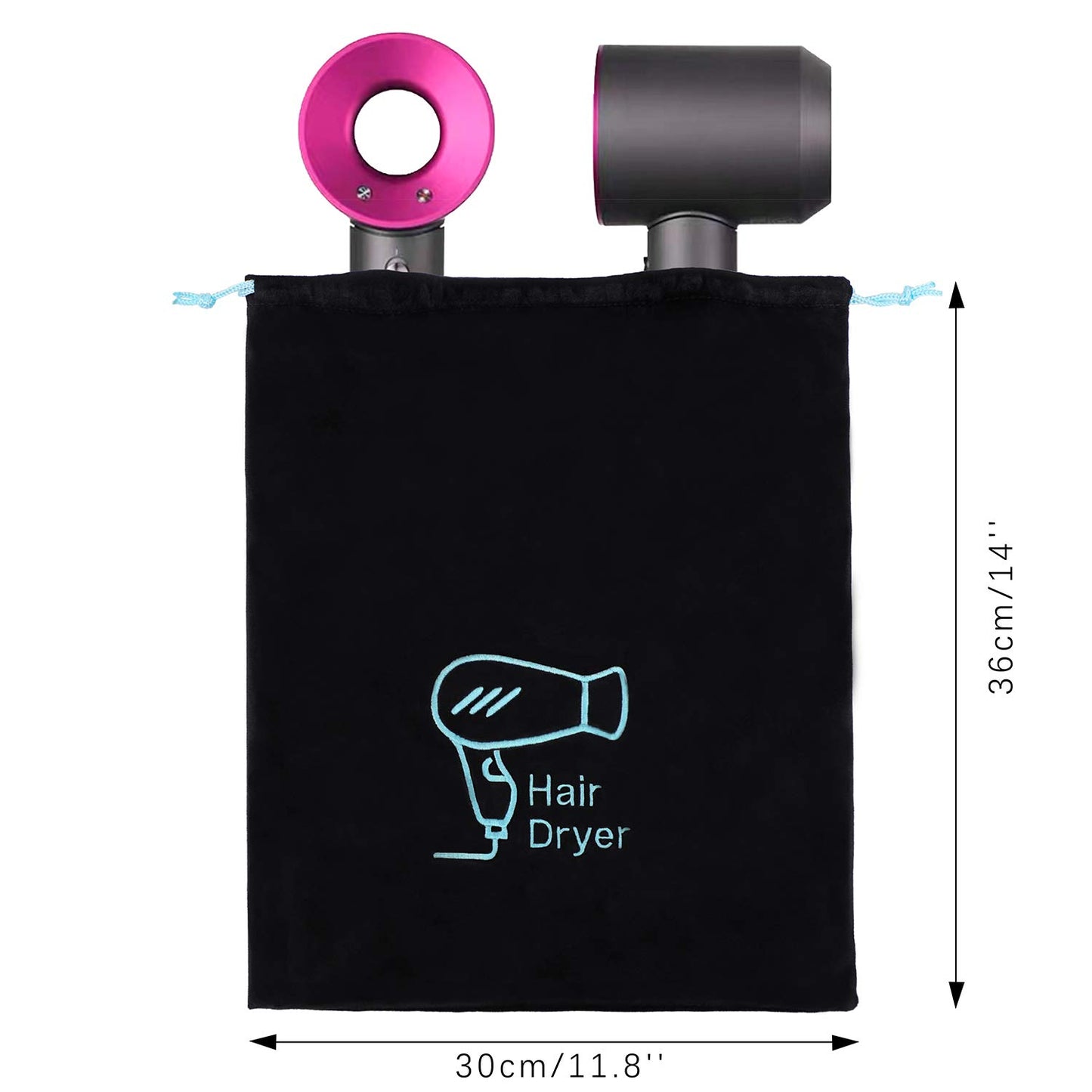 AKLVBL Hair Dryer Bag 11.8’’x 14’’ Storage Organizer Bag For Hairdryer and All Hair Tools With Drawstring, Ideal for Travel, Gym, Hotel or Home Use (One Pack)