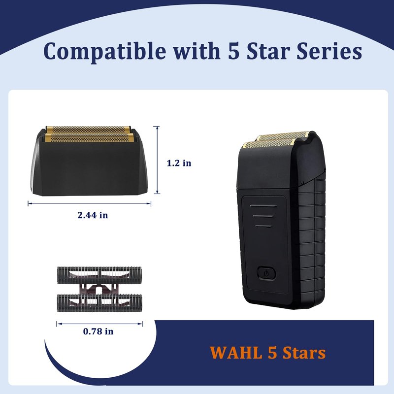 1-Pack Professional Replacement Foil & Cutter Bar Compatible with Wahl Shaver – Fit for 7031-100 & 7043-100 Models, Super Close Shave, Black (5 Star Series Finale)
