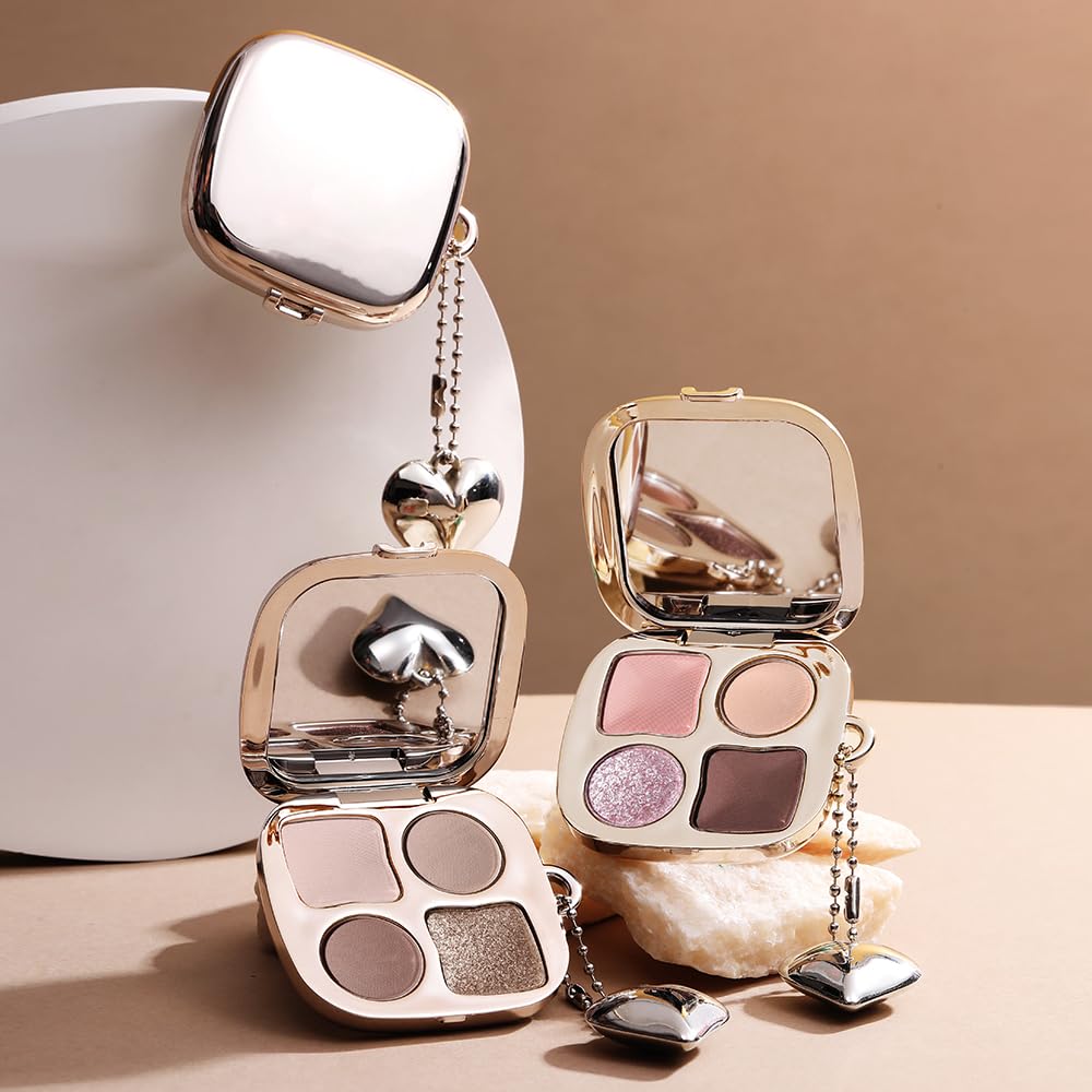 Hxssll Metallic Rose Gold Shimmer Eyeshadow Palette with Mirror – Blendable Long-Lasting Everyday Eye, Gold Bronze Glitter & Neutral Glam Contour Makeup Palette, Perfect for Blue, Green & Brown Eyes