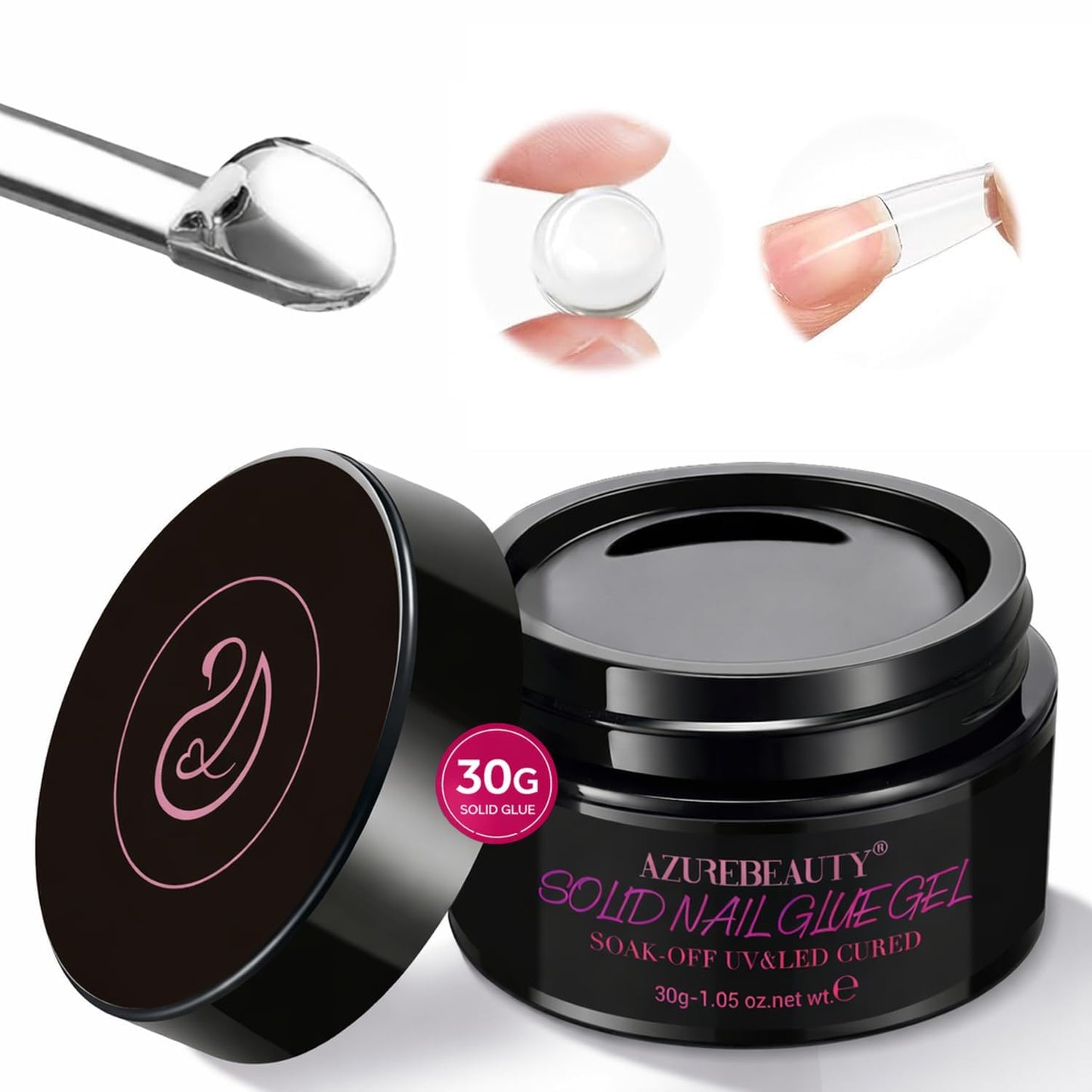 Solid Nail Glue Gel - 30g Clear Hard Gel for Acrylic Nails | Super Strong UV Cured for DIY Nail Art
