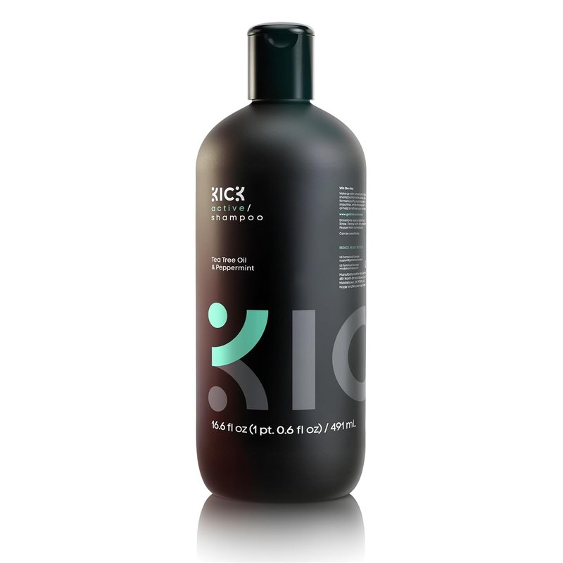 Kick Men's Shampoo - Peppermint & Tea Tree Oil Control - Sulfate-Free, Anti-Dandruff Formula | 16.6oz