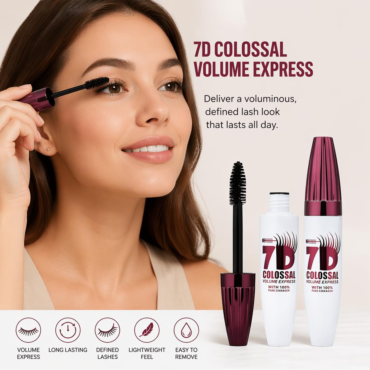 2 Packs 7D Waterproof Mascara, Black Lengthening Thickening Softer Fuller Lashes Mascara, Smudge-Proof, Gentle Formula, Daily Use