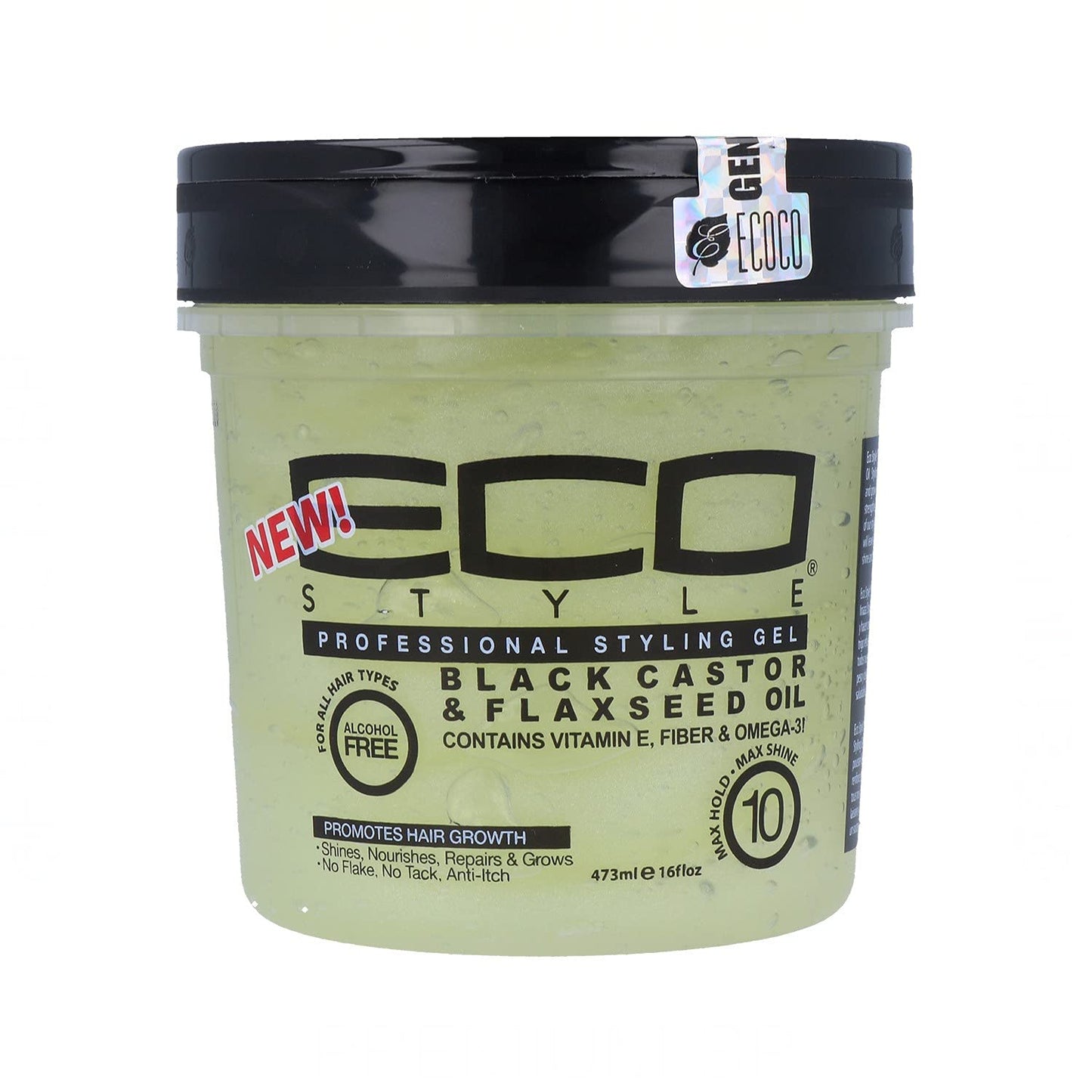 Eco Style Black Castor & Flaxseed Oil Gel - Nourishing Hair Styling - 8 oz | Weightless Hold & Shine