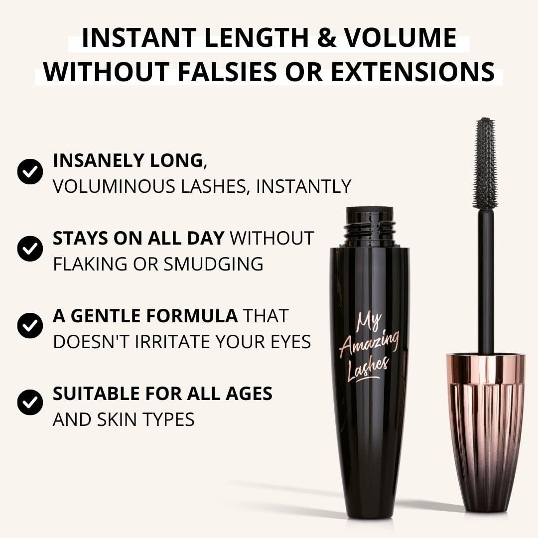 My Amazing Lashes Mascara for Older Women 60+ | Volume & Length, Smudge-Proof, Black, 1 PCS
