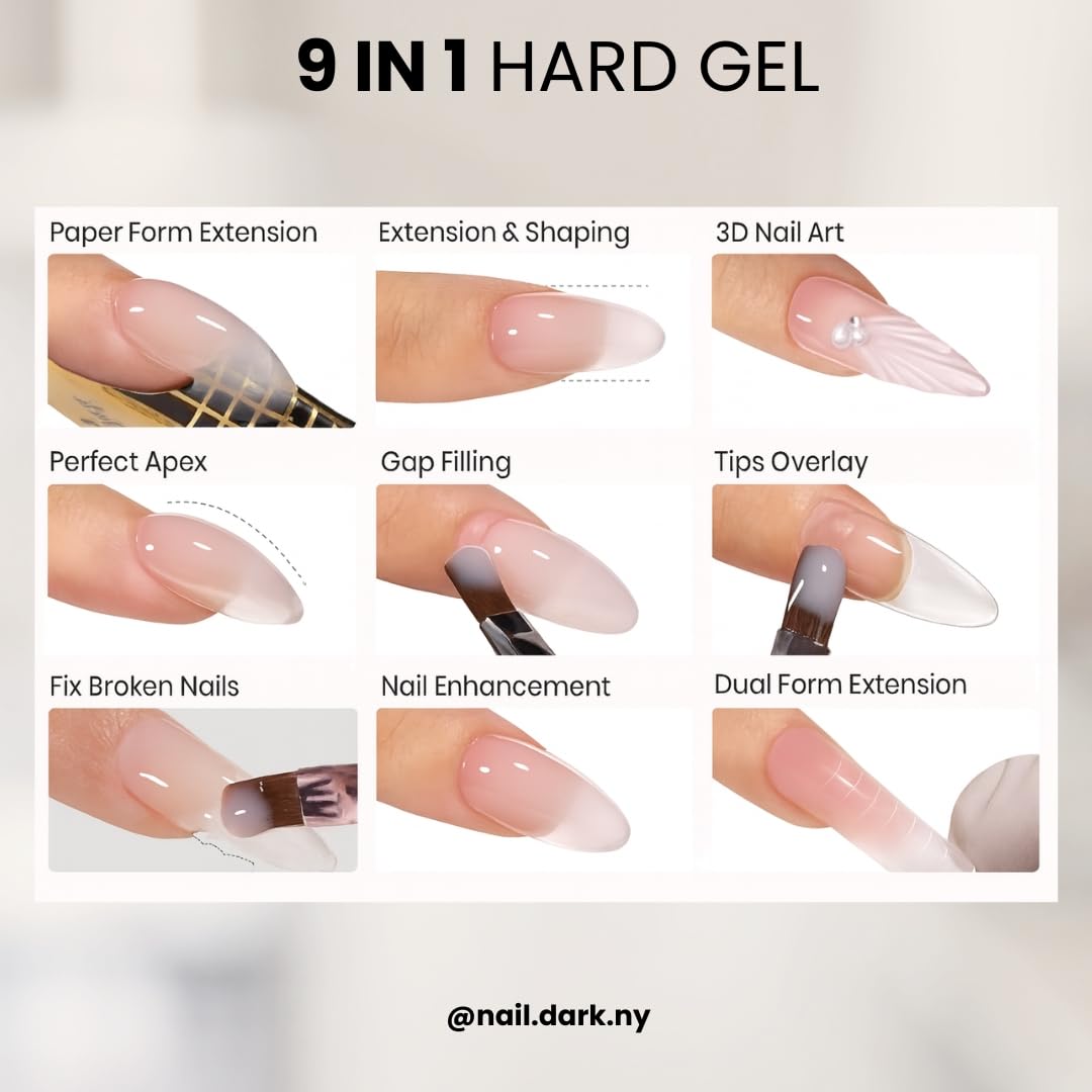 Nail Dark Latte Hard Gel for Nails, HEMA & TPO Free Builder Gel for Extensions, Overlay & Nail Strengthening, Self-Leveling UV LED Nail Gel, Long-Lasting Gloss Finish, 30ml
