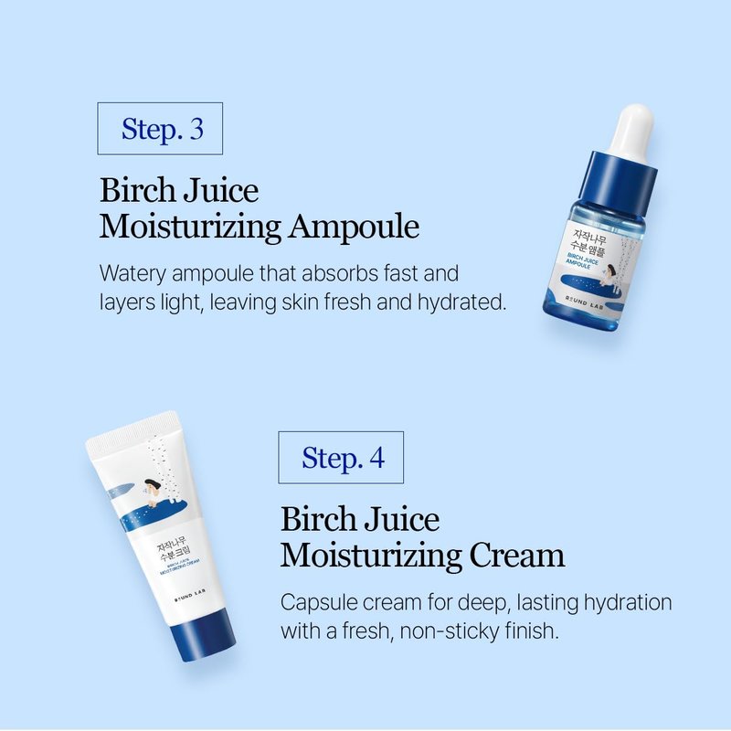 Birch Juice Moisturizing Mini Kit | 4-Step Travel Size Skincare Set for Acne-Prone & Sensitive Skin