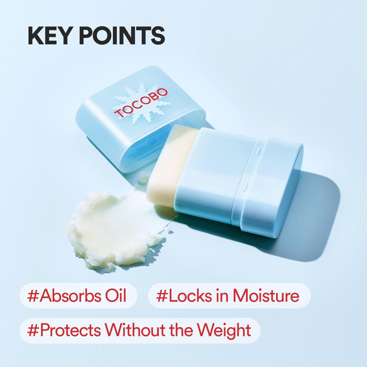 TOCOBO Mini Cotton Airy Sun Stick - Lightweight Sunscreen with Silicone Key Ring | 1 Fl Oz - Blue