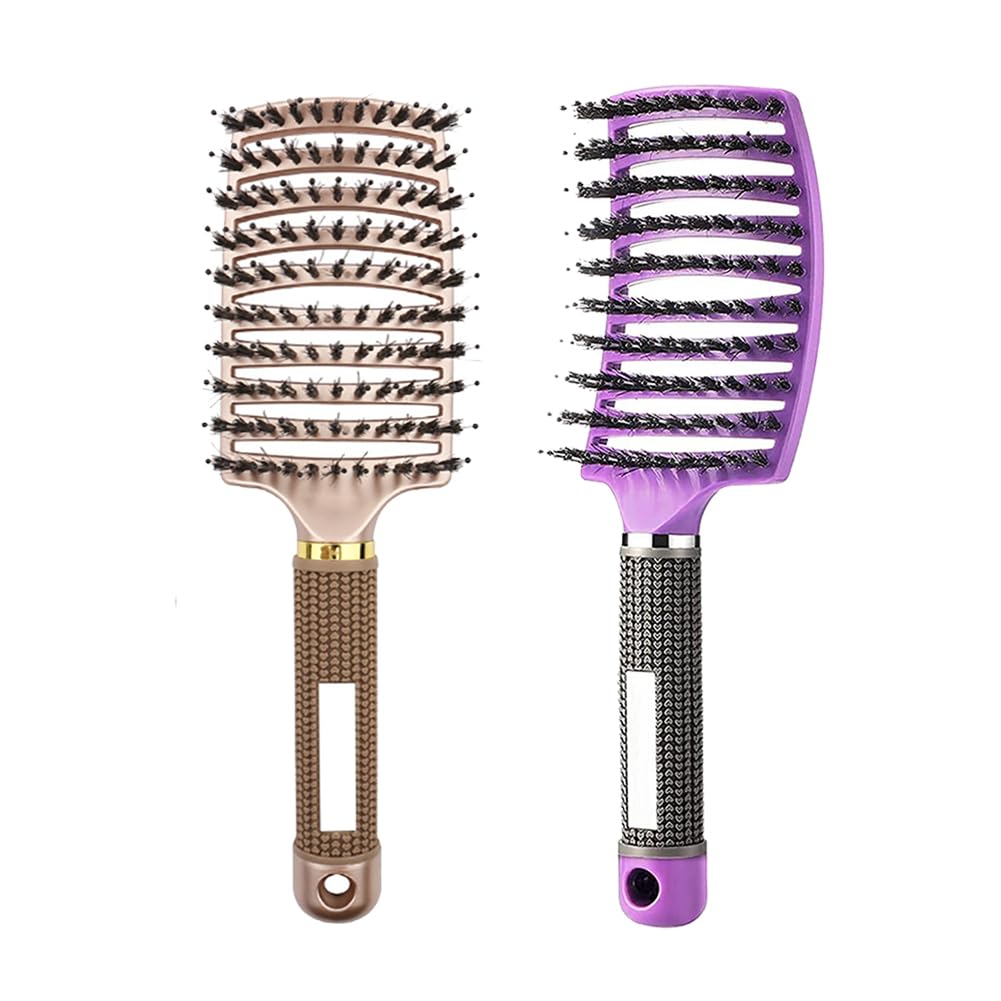 Ultra Detangling Brush - Magical Hairbrush for Wet or Dry Hair | Fast Drying, Massage Design (Pink & Purple)