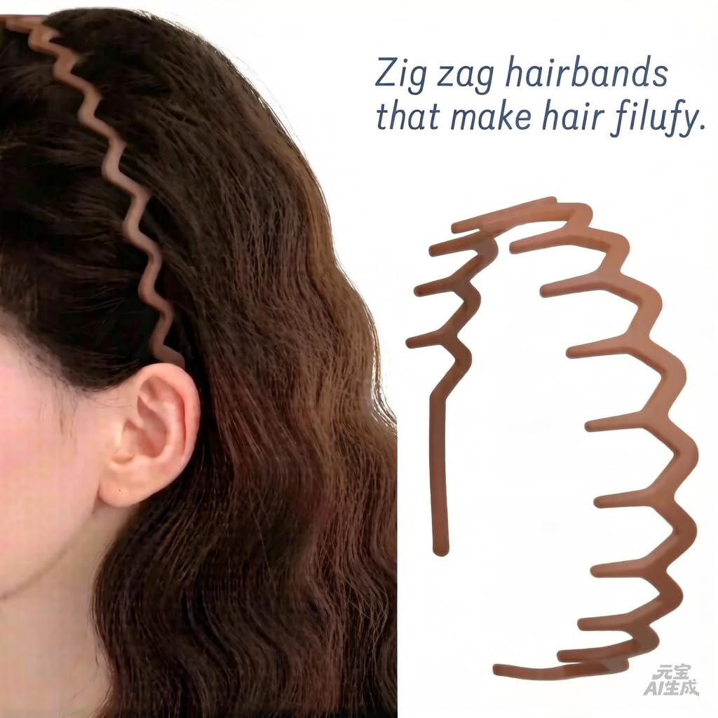 Zig Zag Headbands for Women - Non-Slip Wave Pattern Hair Bands | 6-Piece Set in Multiple Colors