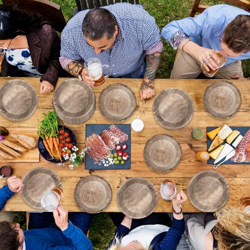 Lumberjack Party Plates Set - 48 Rustic Wooden Tree Plates