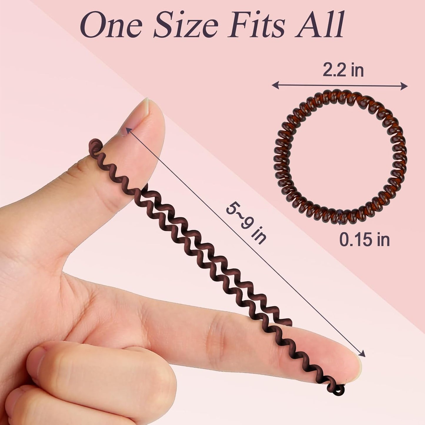 Spiral Hair Ties - 10-Pack No-Damage Elastic Coil Ponytail Holders | Waterproof Non-Slip Bands for All Hair Types