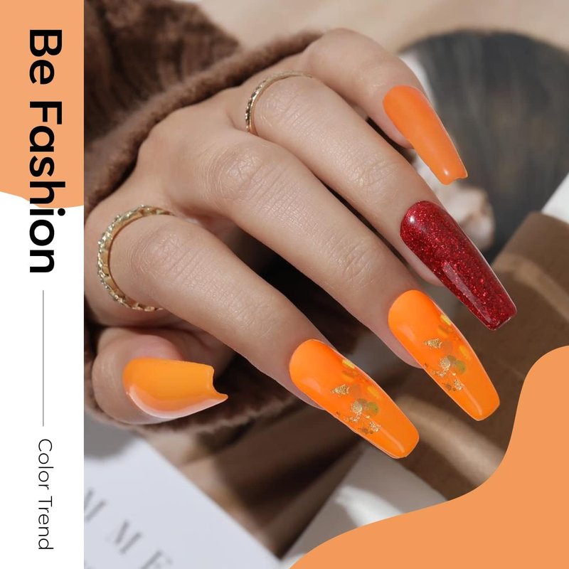 Bright Orange Gel Nail Polish - Neon Soak Off UV LED for Autumn Nail Art | 15 ML