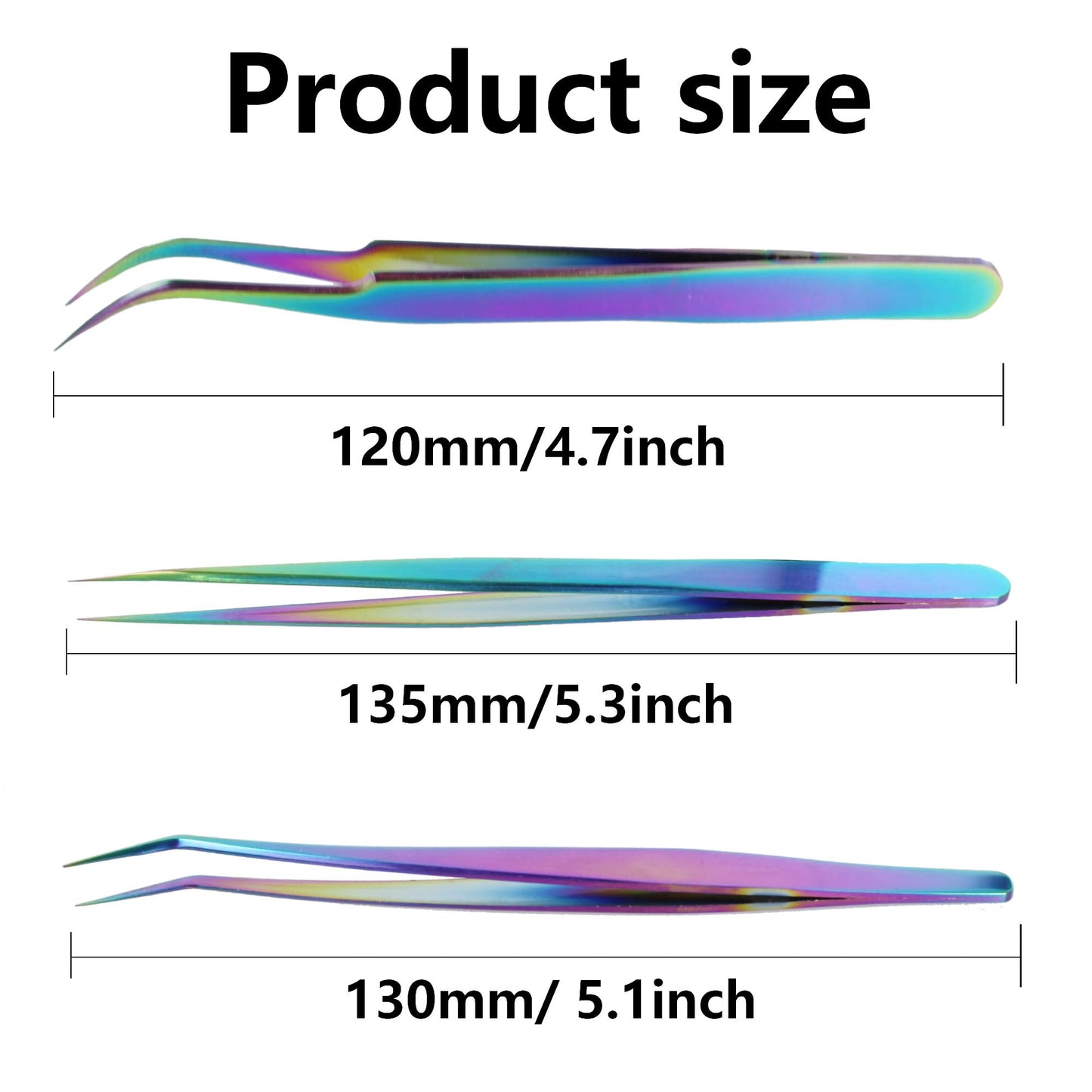 pson 3PCS Rainbow Tweezers Set, Stainless Steel Pointed Craft Tweezers, Colorful Fine Tip Tweezer Tools for Jewelry Making, Eyelash Extension, Repair, DIY (1 straight and 2 curved)