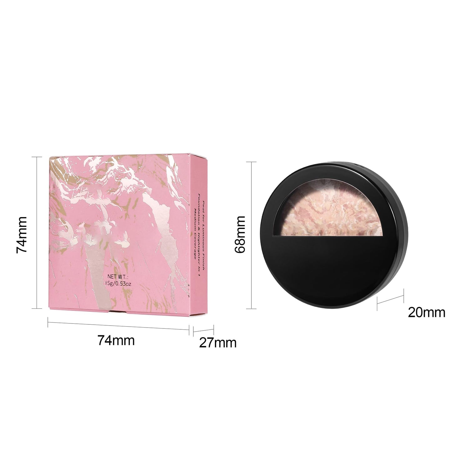 AKARY Baked Powder Foundation, Oil Control Correcting Foundation, Buildable Light to Medium Coverage - Demi-Matte Natural Finish Smooth Lightweight Setting Powder Palette
