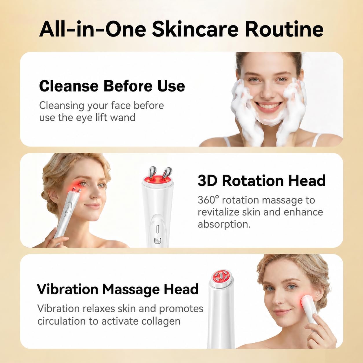 2-in-1 Facial & Eye Massager - Red Light, Rotation & Vibration for Puffiness Relief | Sculpting Tool for Fine Lines & Wrinkles