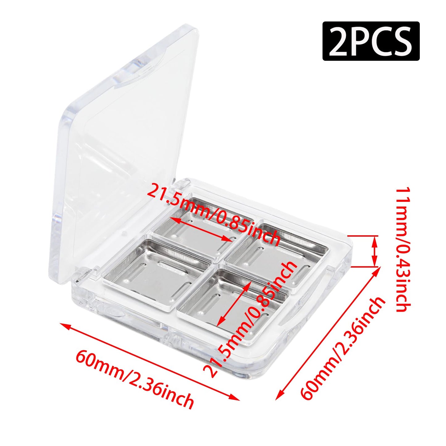 Pine & Linen 2pcs Empty Makeup Palette with 8pcs aluminum disc,Transparent Eyeshadow Powder Makeup Palette Pigment Tray,Refillable Makeup Container Holder Case for Women