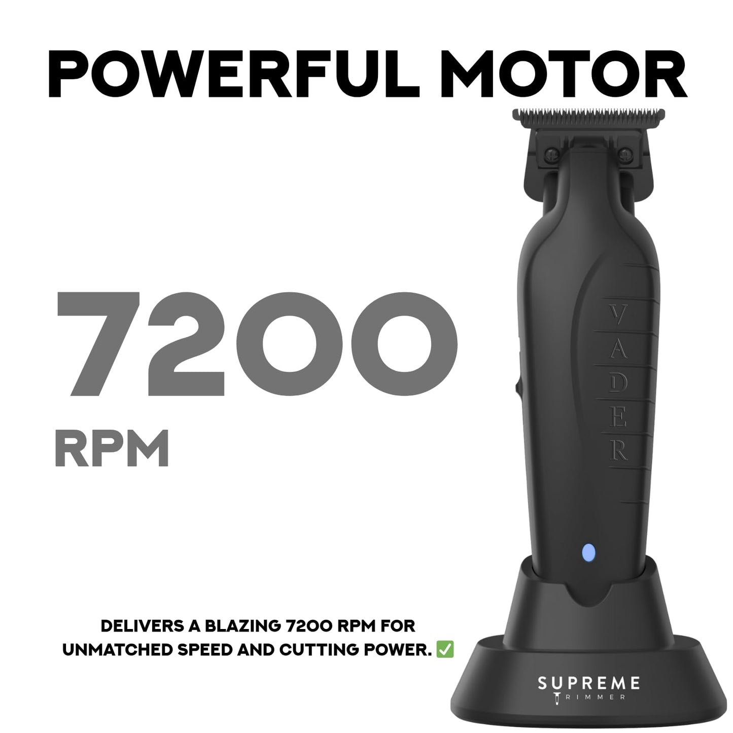 Supreme Trimmer Vader ST3778 – Professional Cordless Barber Liner | 210 Min Runtime, 7000 RPM Motor, Zero Gap DLC T-Blade, USB-C Fast Charging | Beard, Hair & Body