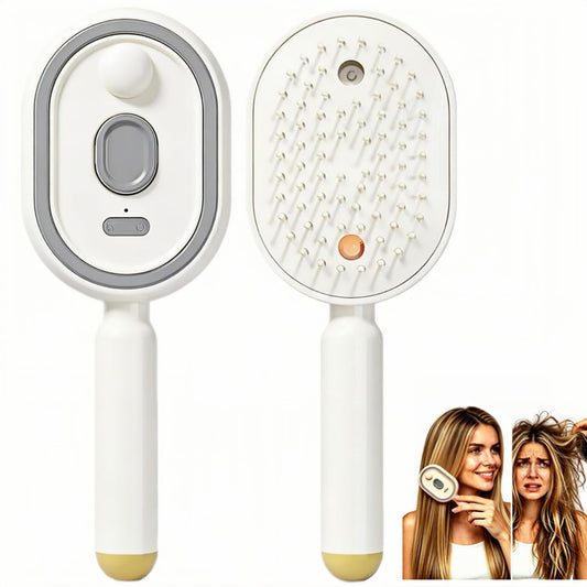 Electric Spray Air Cushion Massage Comb Electric Spray Hair Brush 2026 Electric Steaming Massage Hair Care Brush Rechargeable Detangling,for Reduce Frizz Nourishes Hairs Anti-Static (Beige)
