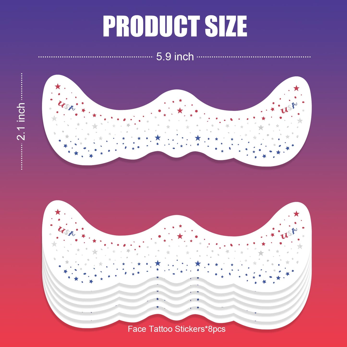 Ovasorve 4th of July Freckles Glitter Stars - Patriotic Face Tattoos with Red White & Blue Sparkles | Waterproof Temporary Tattoos for Independence Day & Everyday Makeup (8 Sheets)