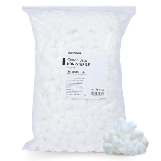 McKesson Cotton Balls - 100% Pure Cotton for Face & Nail Polish Remover | 2000 Count, Medium Size