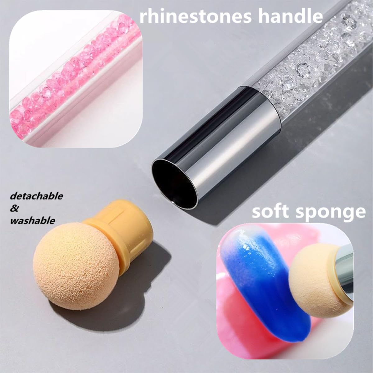 SQULIGT Resin Nail Art Palette and UV Gel Gradient Sponges Pens with 4 Pcs Replacement Head, Nail Sponges for Ombre Double Head Brush for Nail Art Manicure DIY Tools(Pink)