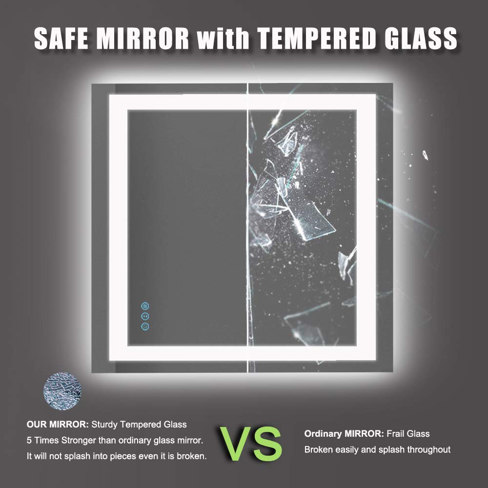 Amorho LED Bathroom Mirror 36"X36" with Front Light and Backlit