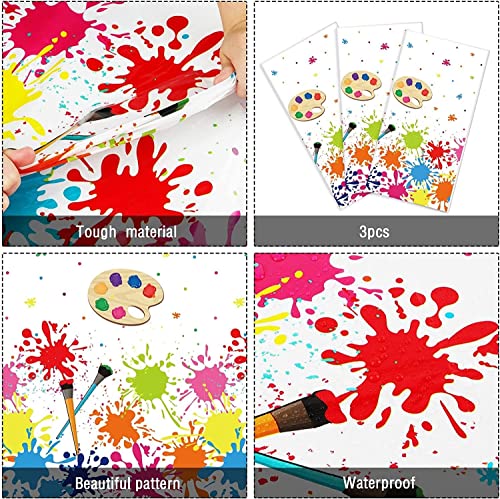 3-Pack Art Paint Tablecloths for Kids' Birthday Parties - 105 x 54 in