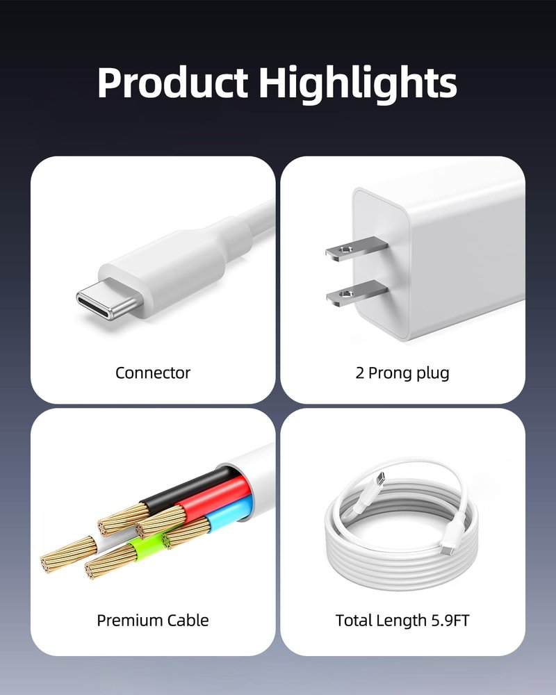 USB-C Charger for Therabody Theragun Relief, Mini 2.0/3.0, PRO Plus, Elite Gen 5, Prime Plus, Sense, PD Fast Charging Adapter for Therabody Massage Gun