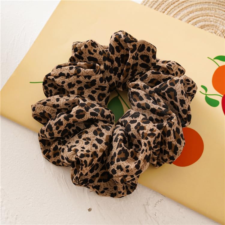 Leopard Print Scrunchies for Women - 2 Pcs Hair Ties
