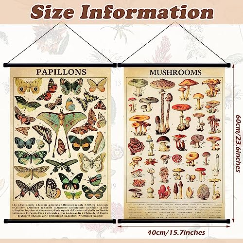 Vintage Mushroom & Butterfly Wall Art Posters - 2 Pack