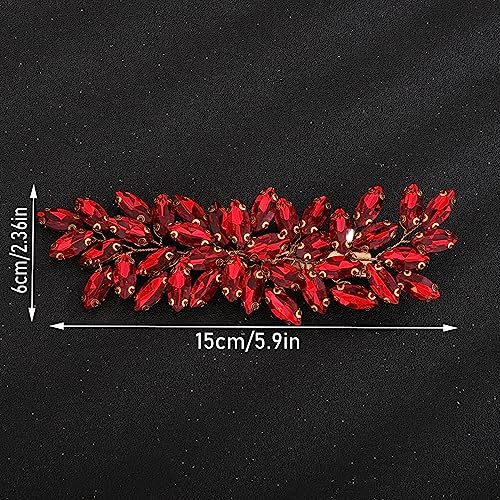 Teyglen Crystal Rhinestone Hair Barrette - Sparkly Wedding Hair Clip
