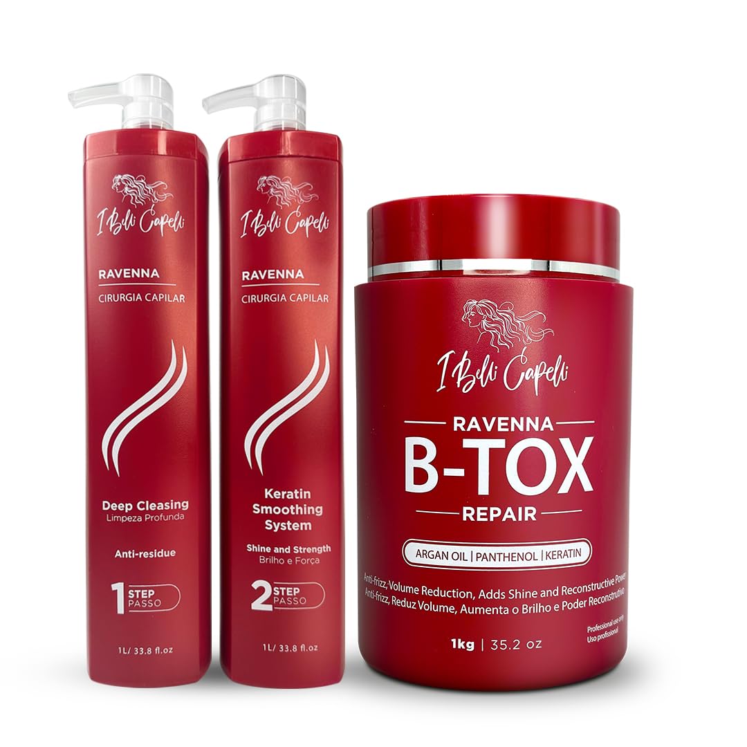 Professional Keratin Hair B-tox Treatment - Smoothing & Straightening System | 3x1L (105.8oz)