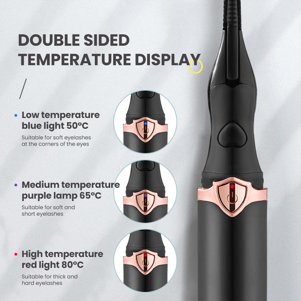 Electric Eyelash Curlers,2026 Upgrade Heated Eyelash Curler for Women,Mini Electric Eye Lash Curler with 3 Heat Modes,Fast Heat up in Finalize Eyelash Holder Tool (Black/1pcs)